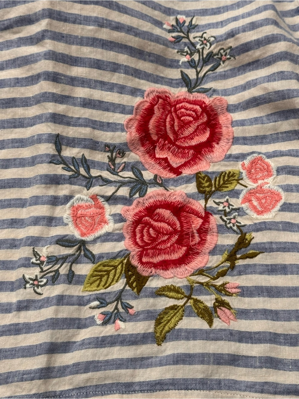 J Jill Love Linen Tunic Striped Embroidered Size Large - Picture 4 of 7